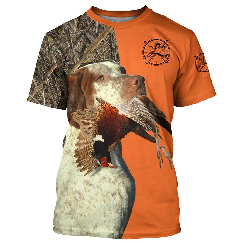 2024 Summer Casual Men's Short Sleeved T-shirt Hunting Animal Dog, 3D Casual T-shirt Fashion Short Sleeved Men's Clothing