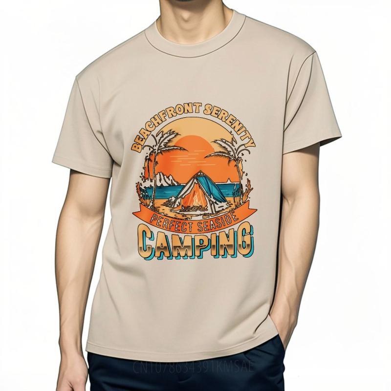 Fashionable Tee Workout Teeshirt O Neck Tshirt Vintage Beachfront Serenity Perfect Seaside Camping Trendy For Her Tshirt