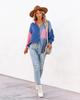 European & American Style Women's Color Block Patchwork Drop Shoulder Long Sleeve Shirt