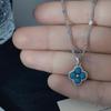 Imitation Turquoise Lucky Four Leaf Clover Copper Clavicle Chain Minimalist