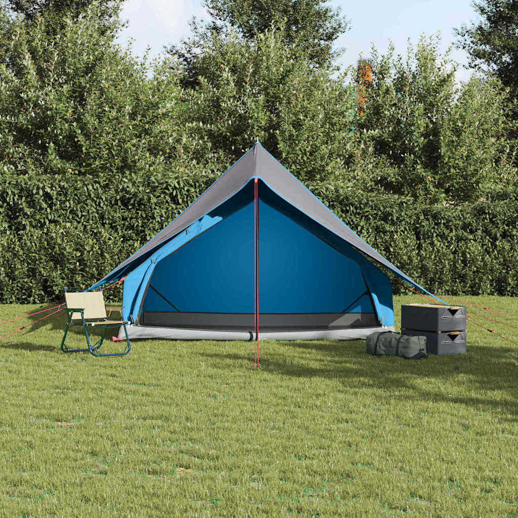 Family Tent with Roof Blue and Grey 256 X 256 X 185 Cm
