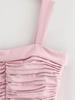2026 Pink Draping Balloon Mini Camisole Dress - European & American Style Women's Fashion.