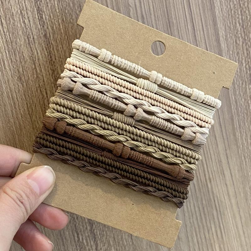 12 pcs Boho bracelet hair ties for women elastic hair rubber bands girls black Bracelet  hair rope Ponytail Holder hairbands