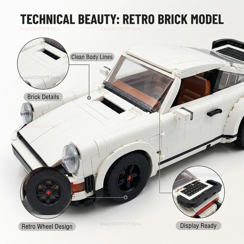 1458PCS Retro Car Building Blocks Set 2in1 Race Car Classic Car STEM Toy for Kids Teens Adults Creative DIY Gift for Christmas