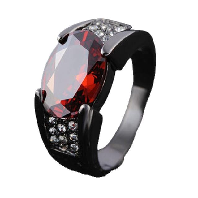 Fashion Red Blue Heart Love Hollow Carved Zircon Crystal Ring For Women Silver Color Female Rings Party Jewelry Accessories