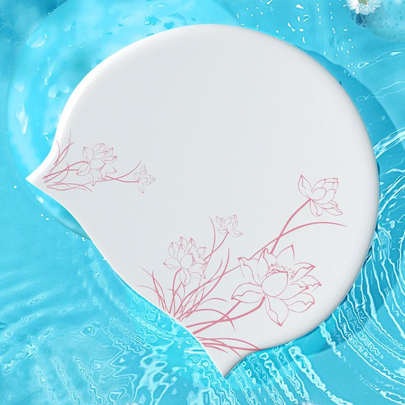 Căci de înot Silicon Căci de înot Femei Fete Căci de înot Drăguțe Accesorii de înot pentru Păr Lung cu Imprimeu Floral