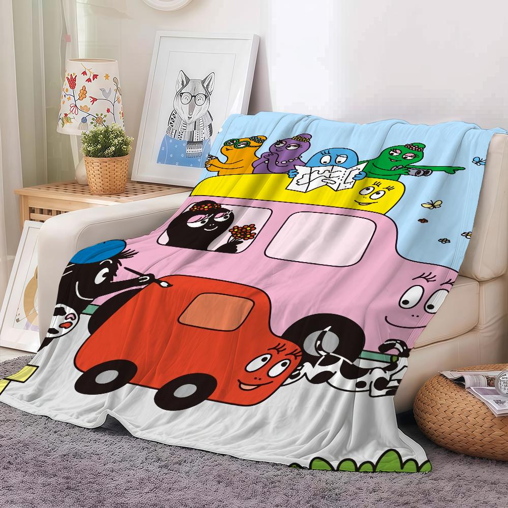 Cartoon Barbapapa Cute Blanket Warm Soft Suitable For Bedroom Sofa Bed Living Room Office Travel Camping Gifts