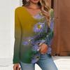 Autumn Women's 3D Printed V-Neck Long Sleeve T-Shirt