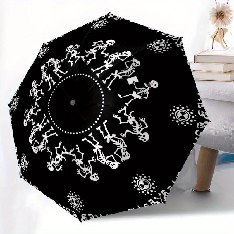 1pc Skeletal Celebration Automatic Open/Close Umbrella, Portable Folding Umbrella for Travel, Themed Events, It is suitable as a gift for various fest