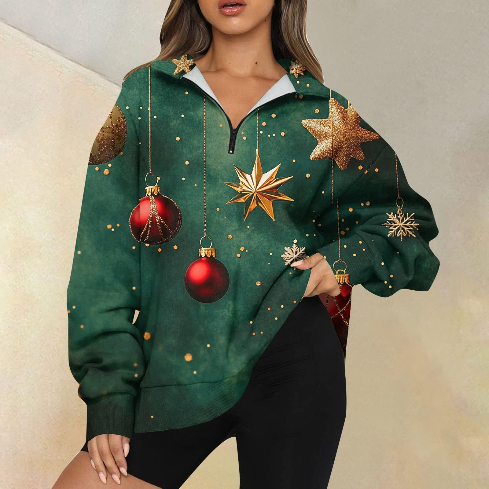 

Женская повседневная мода с длинным рукавом и принтом, свободный свитшот на молнии L темно-зеленого