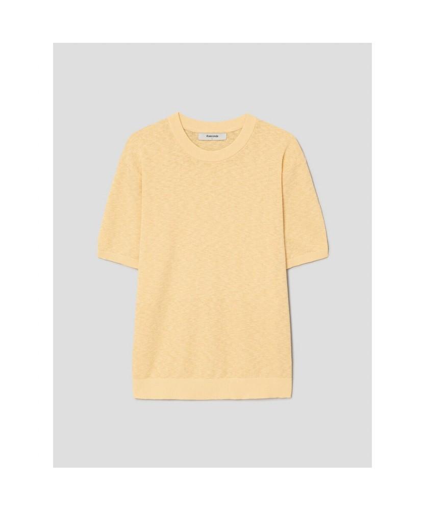 8SECONDS Slub Round Neck Short Sleeve Knit - Yellow