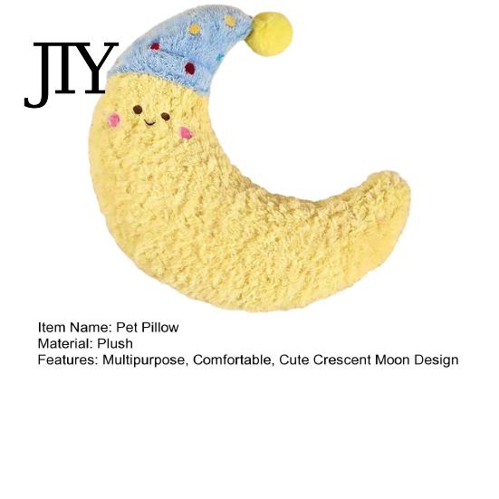 Neck Support Pillow for Pets Plush Moon Pet Pillow, U-Shaped Soft Crescent Cushion with Nightcap, Small Dog Anxiety Relief Calming Cats Dogs Cute Toy