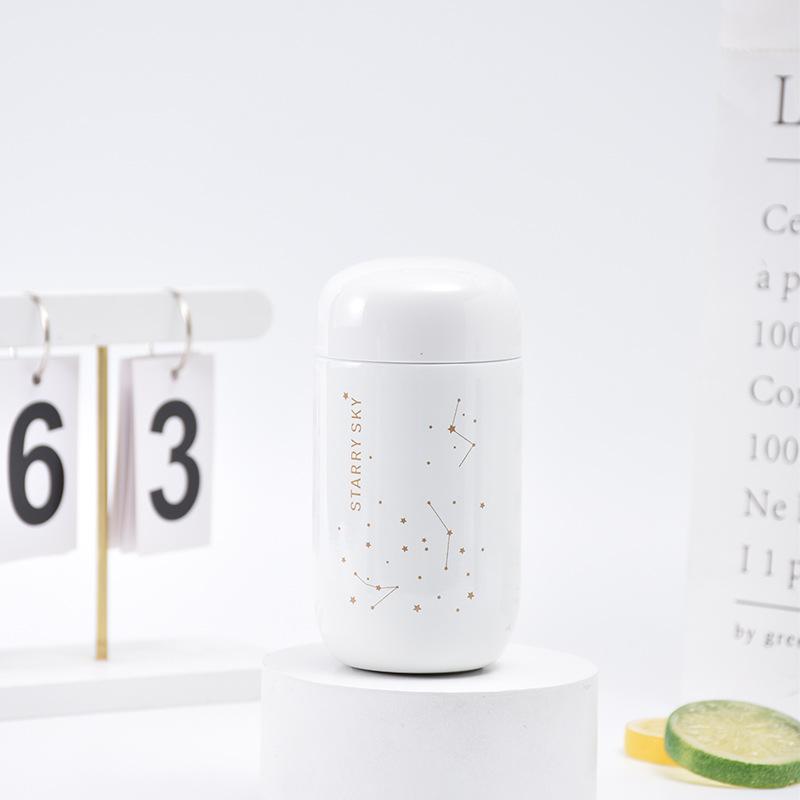 220ml Starry Sky Thermos Bottle Drinkware Leakproof Coffee Tumbler 304 Stainless Steel Vacuum Flask Thermo Water Bottle 220ml белый