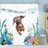 "Cute Dog Diving Shower Curtain, Waterproof & Mildew-Resistant Bath Curtain With Fun Ocean Design For Kids' Bathroom Decor"