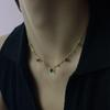 Emerald Water Drop Necklace: French Retro, Luxury Gold, Artistic Square Clavicle Chain for Women.