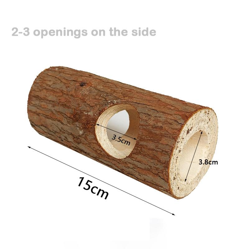 Hamster Tree Hollow Toy Fir Wood Stump Hideout Burrow Tunnel Cage Decor Chew Grinding Toy for Small Pet Syrian Hamster