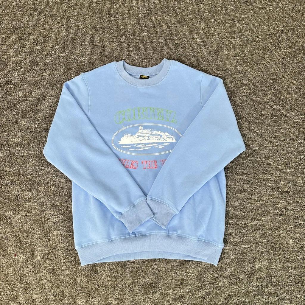 Corteiz Alcatraz Unisex Trendiger Lockerer Kapuzenpullover mit Rundhalsausschnitt und Samt