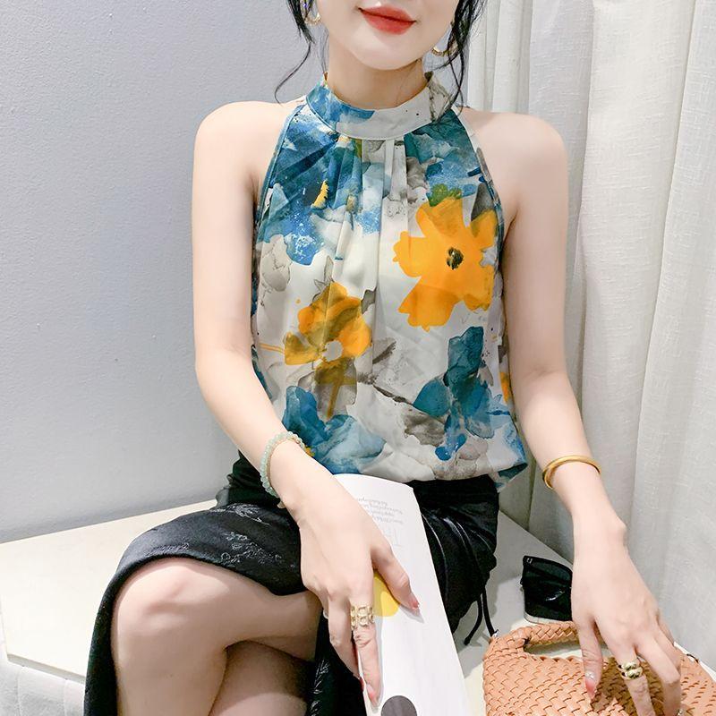 Fashionable Printed Suspender Vest for Women with  New  Suit Bottoming Sleeveless Summer Outerwear
