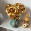 Romantic Gold Foil Rose Flower Long Stem Colorful Artificial Rose Flower Foil Plated Rose Flower Gift Box Valentine's Day