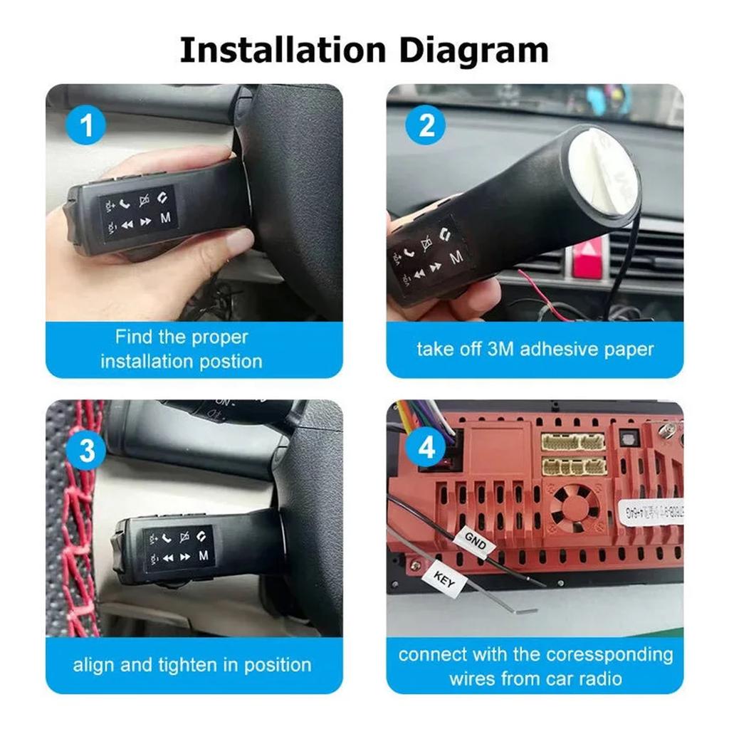Universal Steering Wheel Controller Convenient & Versatile 8 Key Remote with Noctilucence for Quick Access To Functions