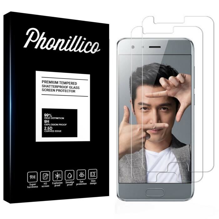 Huawei HONOR 9 Tempered Glass - [Pack 2] Ultra Resistant Screen Protector Glass Film [Phonillico®]