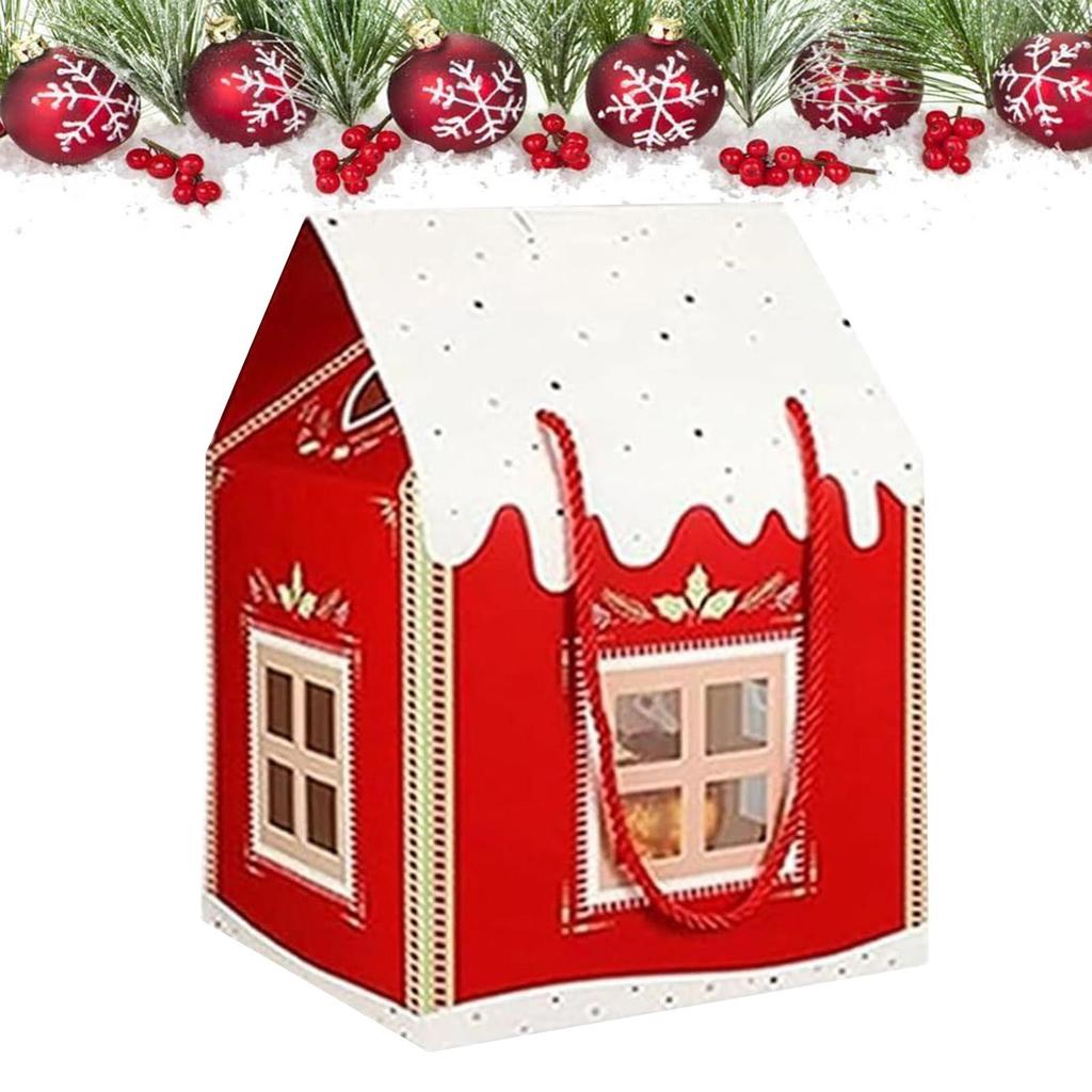 Christmas Cookie Boxes House Shaped 3D Box Bakery Cottage for Chocolate Snacks Treats Packaging Christmas Winter Holiday Party