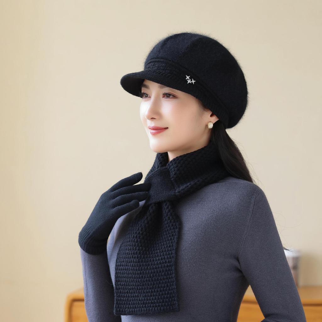 Pălărie de lână groasă de catifea, rezistentă la frig, pentru ciclism, cu protecție pentru urechi, tricotată, de toamnă și iarnă, călduroasă, pălărie nouă, stil de iarnă pentru femei, pălărie de bumbac