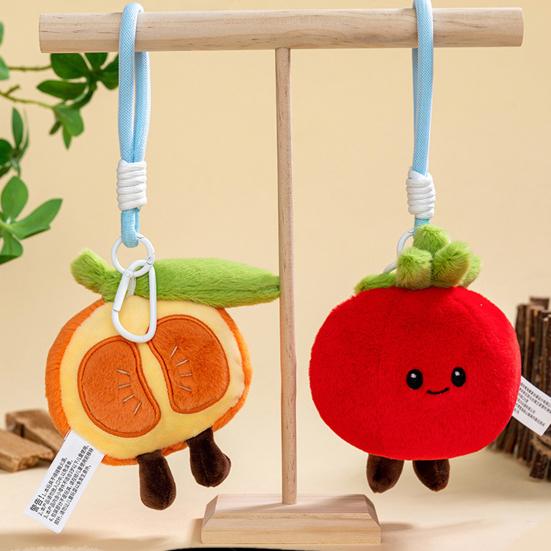 Süßer Obst-Gemüse-Schlüsselanhänger mit tragbarer Aufhängeschnalle Plüsch-Rucksack-Anhänger Hautfreundliches Quetschspielzeug Stressabbau Fidget Geschenk für Kinder Erwachsene