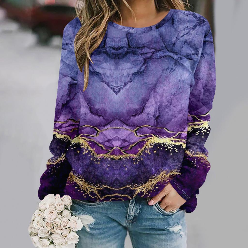 Autumn and Winter New Fashion Round Neck Long Sleeve Printed Elegant Casual Loose Hoodie