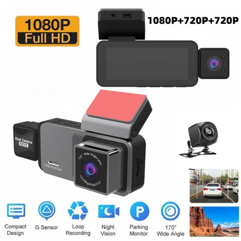 1080P 3 Lens Dash Camera Front Inside And Rear High Definition Night Vision Reversing Driving Recorder Universal WIFI Car DVR