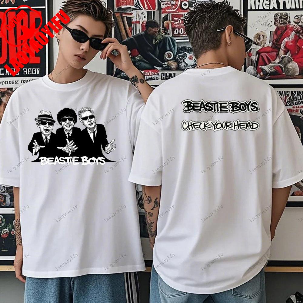 Beastie Boys T-Shirt Check Your Head T-Shirt Amerikanische Hip-Hop-Gruppe Schlichtes Modedesign Kurzarm-T-Shirt
