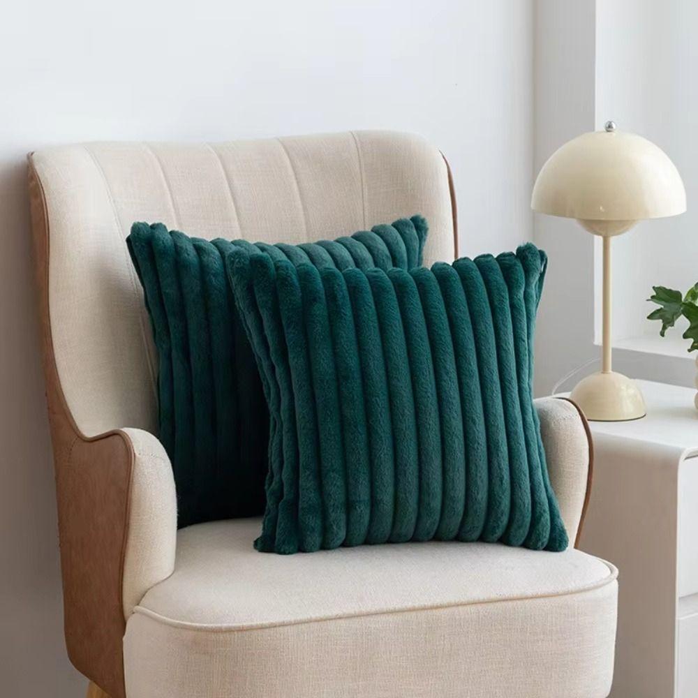 Decorative Plush Pillow Cover Skin Friendly Short Plush Pillowcase  Autumn and Winter