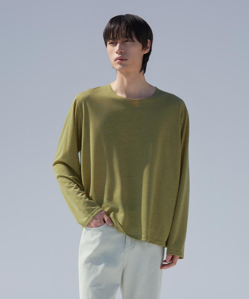 Dibeullu Low-Cut Scoop Neck Long Sleeve Olive