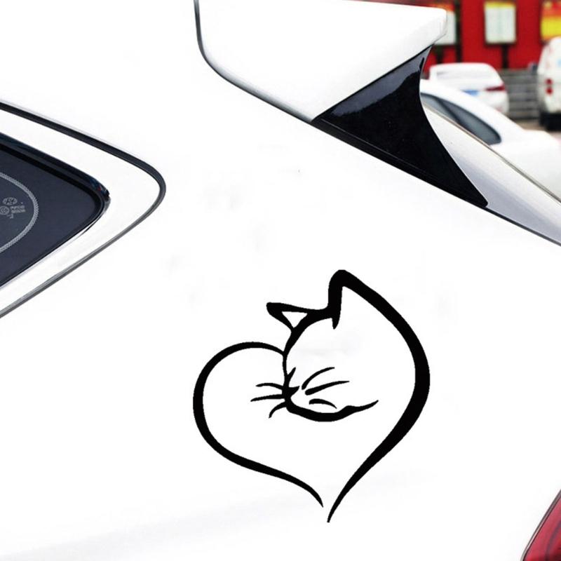 Creative Cats &Heart Pattern Car Sticker Reflective Safety Decal Strong PVC Decal for Vehicle Glass Night Driving