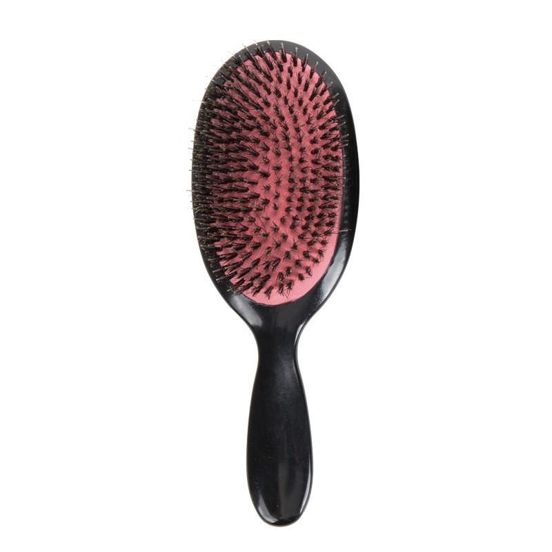 Professional Boar Bristle Hairbrush With Cushion Pad Scalp Massage Tangle-Free Styling