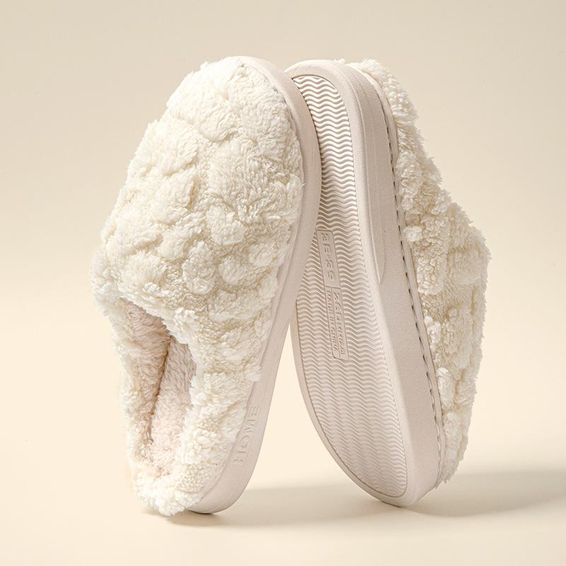 Imitation sheep cotton slippers women's winter thick bottom non-slip warm couple home silent fluffy slippers men