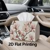 1pc, 2D Flat Printing, Tissue Box with Magnolia Pattern, Suitable for Home Gatherings, Car Decoration Tissue Storage Container_Jzh0528G120