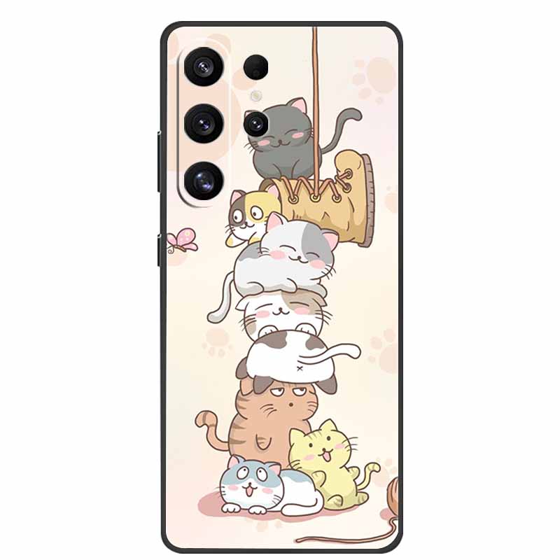 For Samsung Galaxy S26 Ultra Case Bumper Starry Sky Soft Silicone TPU Back Cover for Samsung S26 Ultra Phone Case Cute Cat Cover
