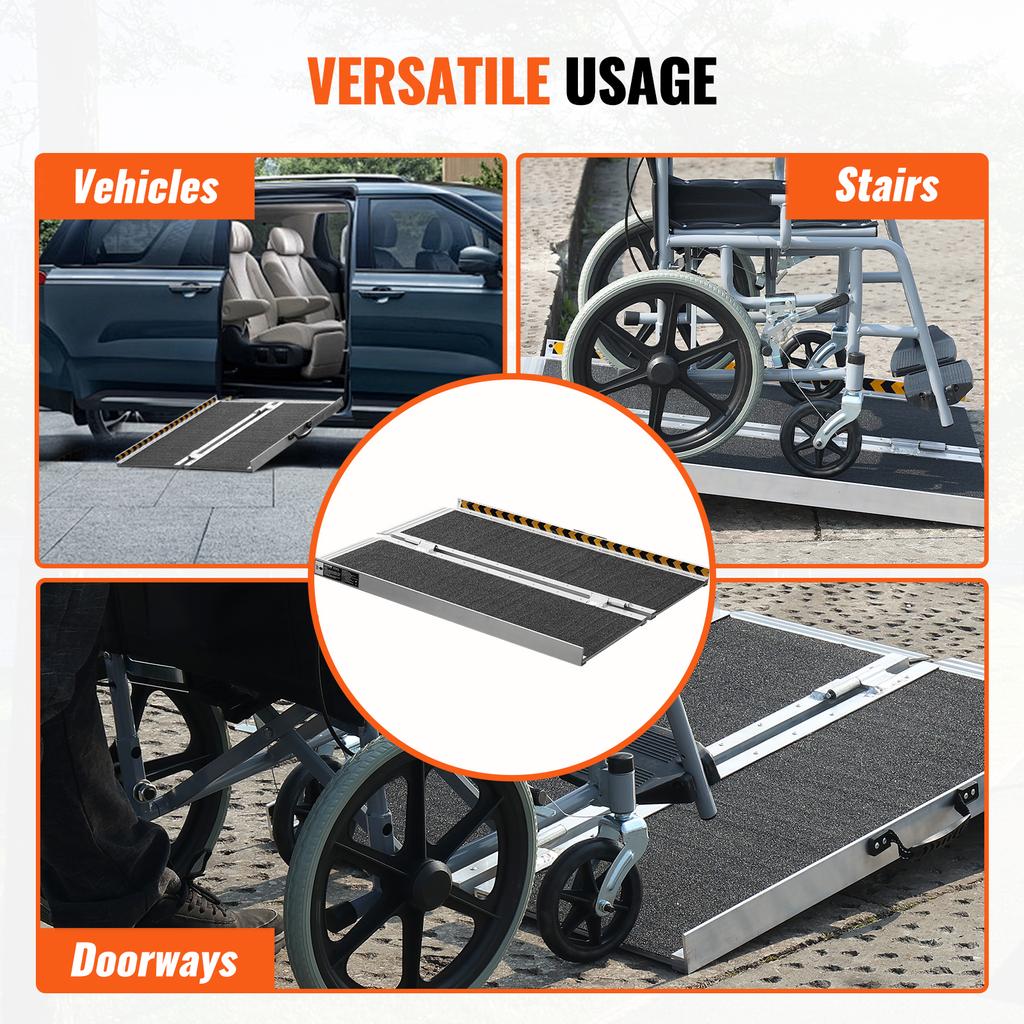 SucceBuy Portable Wheelchair Ramp Non-Slip Aluminum Folding Threshold Ramp Foldable Mobility Scooter Ramp Wheel Chair Ramp