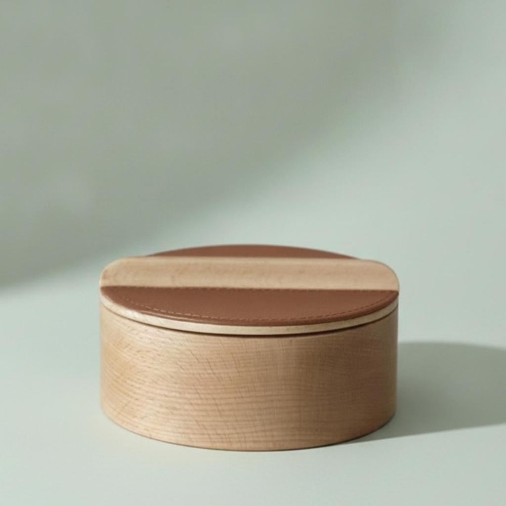 Solid Wood Storage Box Snug Lid Round Lifting Strip Cylindrical Wooden Jar