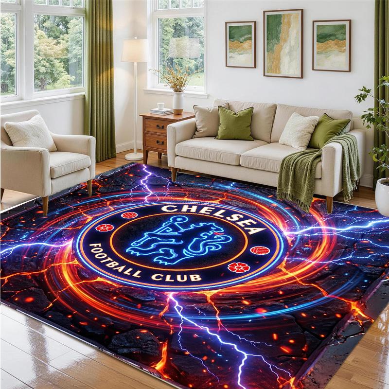 Chelsea FC Design Crystal Velvet Rug Soft Decorative Mat for Bedroom Entrance