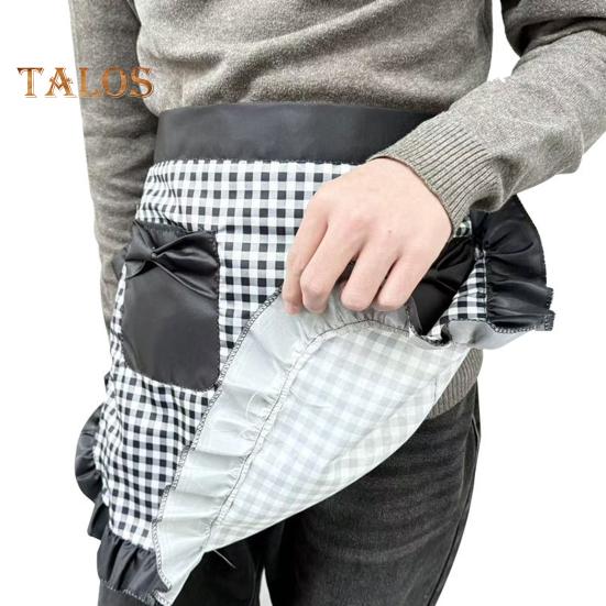 Kitchen Apron with Double Pockets Ruffle Trimmed Half Apron Adjustable Ties Western Pastry Work Clothes Apron
