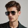 Vintage Sunglasses For Men Double Beam Design Wide Border Sunglasses Retro Commuting Glasses Men'S Handsome First Choice