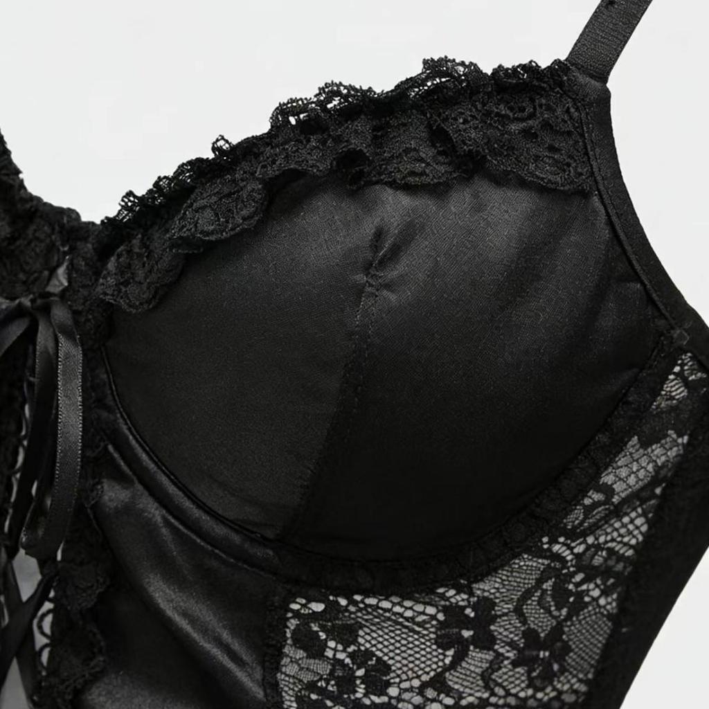 Gothic Satin Lace Bustier Camisole Top