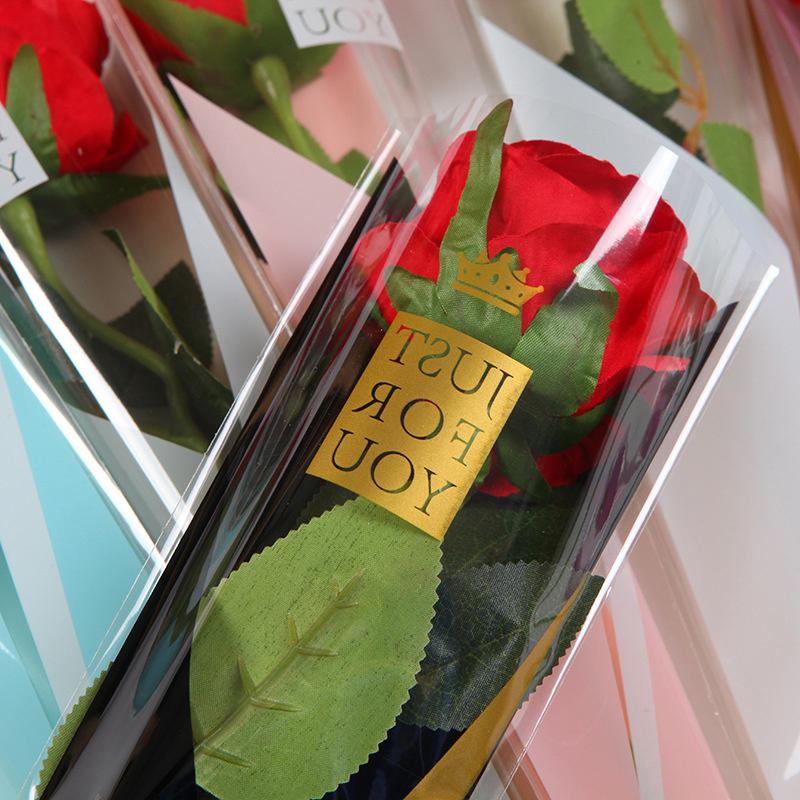50Pcs Single Rose Sleeves Flower Wrapping Bag Bouquet Packaging Bags Clear Cellophane Floral Wrappers For Valentine'S Day