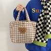 Plaid Hand Bag Female Soft Cute Bear Canvas Bag Female Bag Small Bag