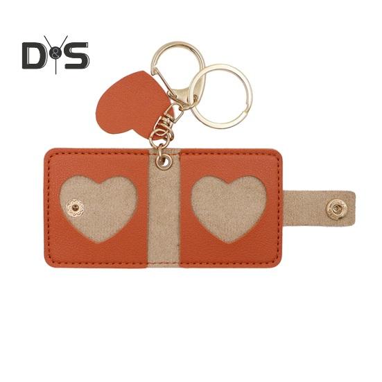 

Семейный фотобрелок мини-альбом из искусственной кожи персонализированный держатель для фотографий ретро-стиль держатель для карт брелок оранжевый