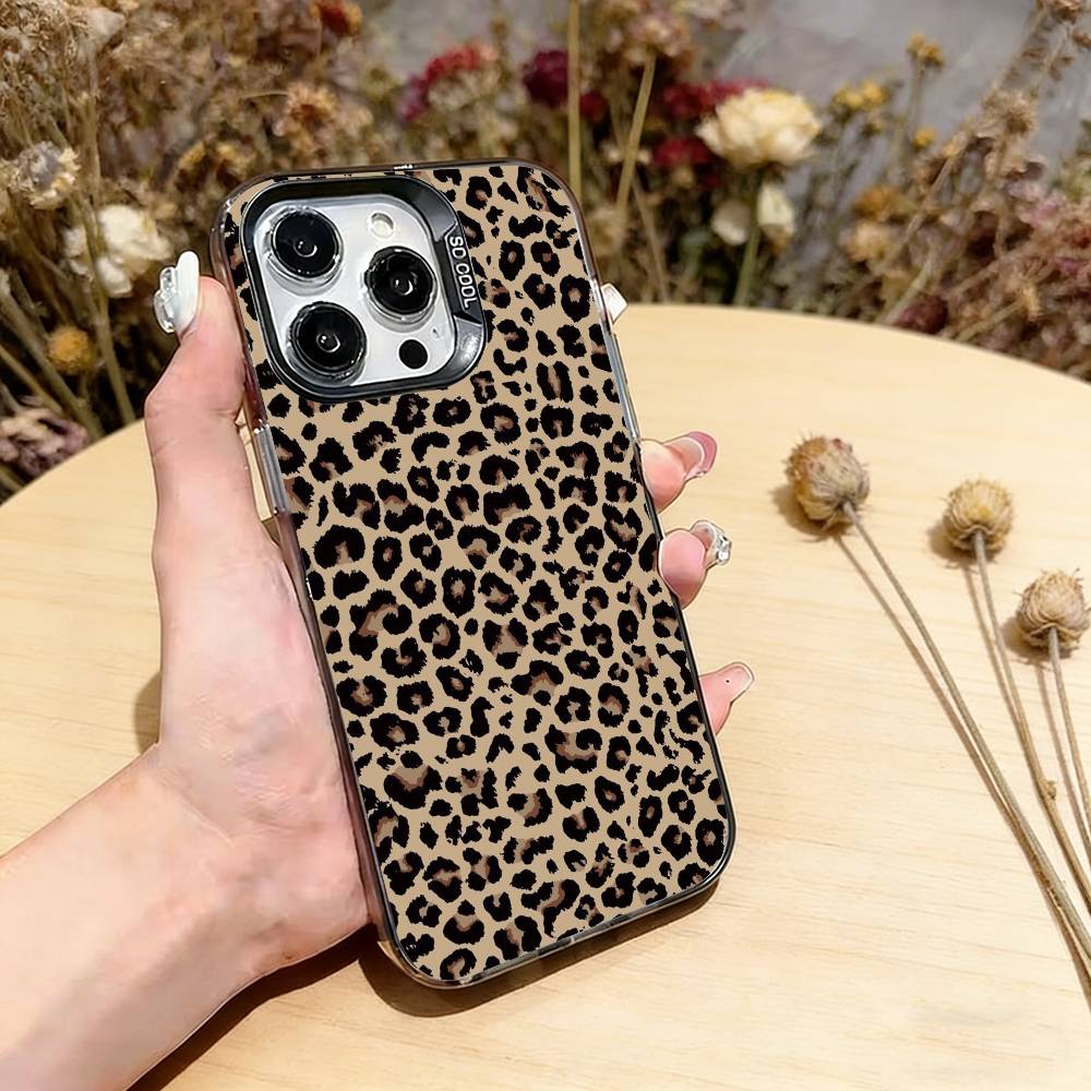 Leopard Print Phone Case For iPhone 17,16,15,14,13,12,11 Plus,Pro Max,XS,Colorful Silver Phone case Funda Cover