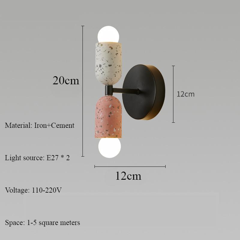 Japanese Retro Style Memphis Wall Lamp Iron and Cement Materials Atmosphere Room Decor Wall Lights Bedroom Homestay LED Lamp
