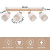 4-spot Ceiling Light - NETTLIFE - 4 Lamps - Wood - 350° Adjustable Fabric Lampshade - E14